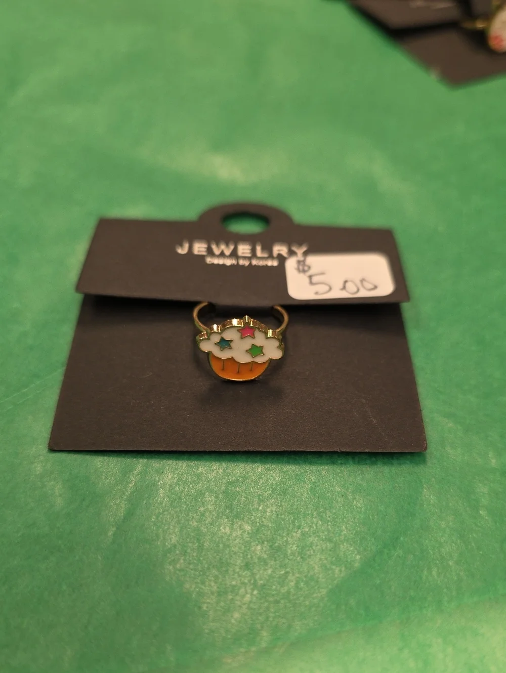 Gold-tone Pumpkin Cloud Ring with Multicolor Stars